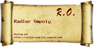 Radler Ompoly névjegykártya